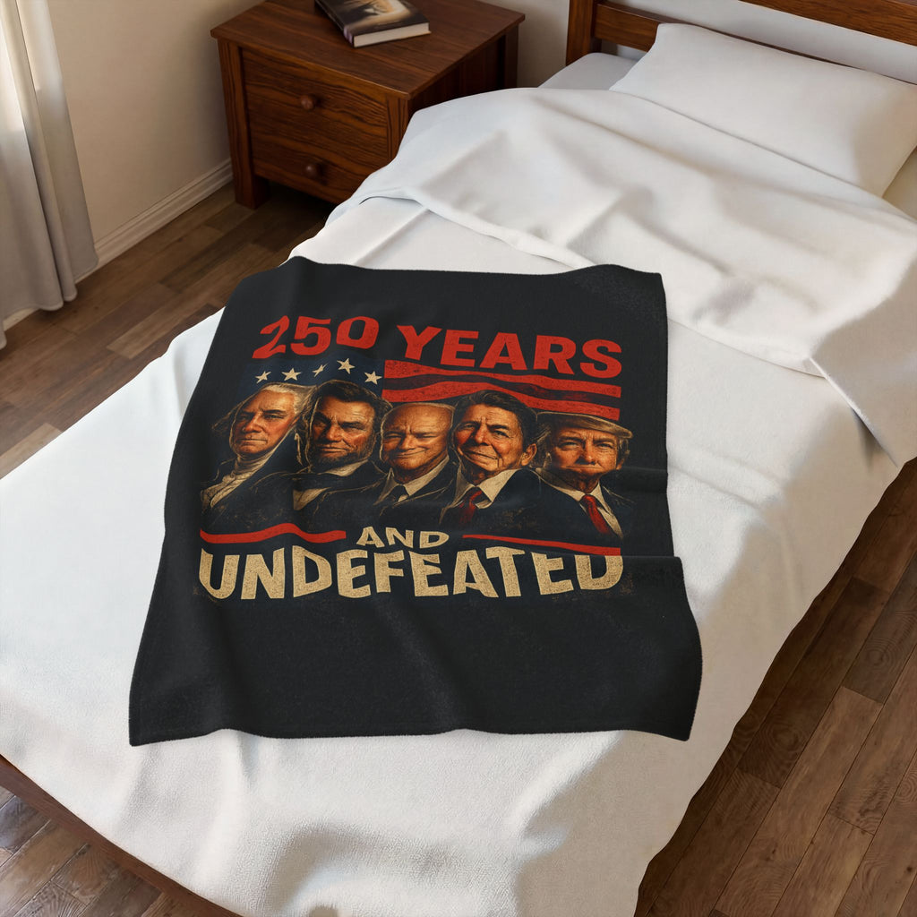 250 Years and Undefeated Velveteen Plush Blanket — Patriotic Presidents