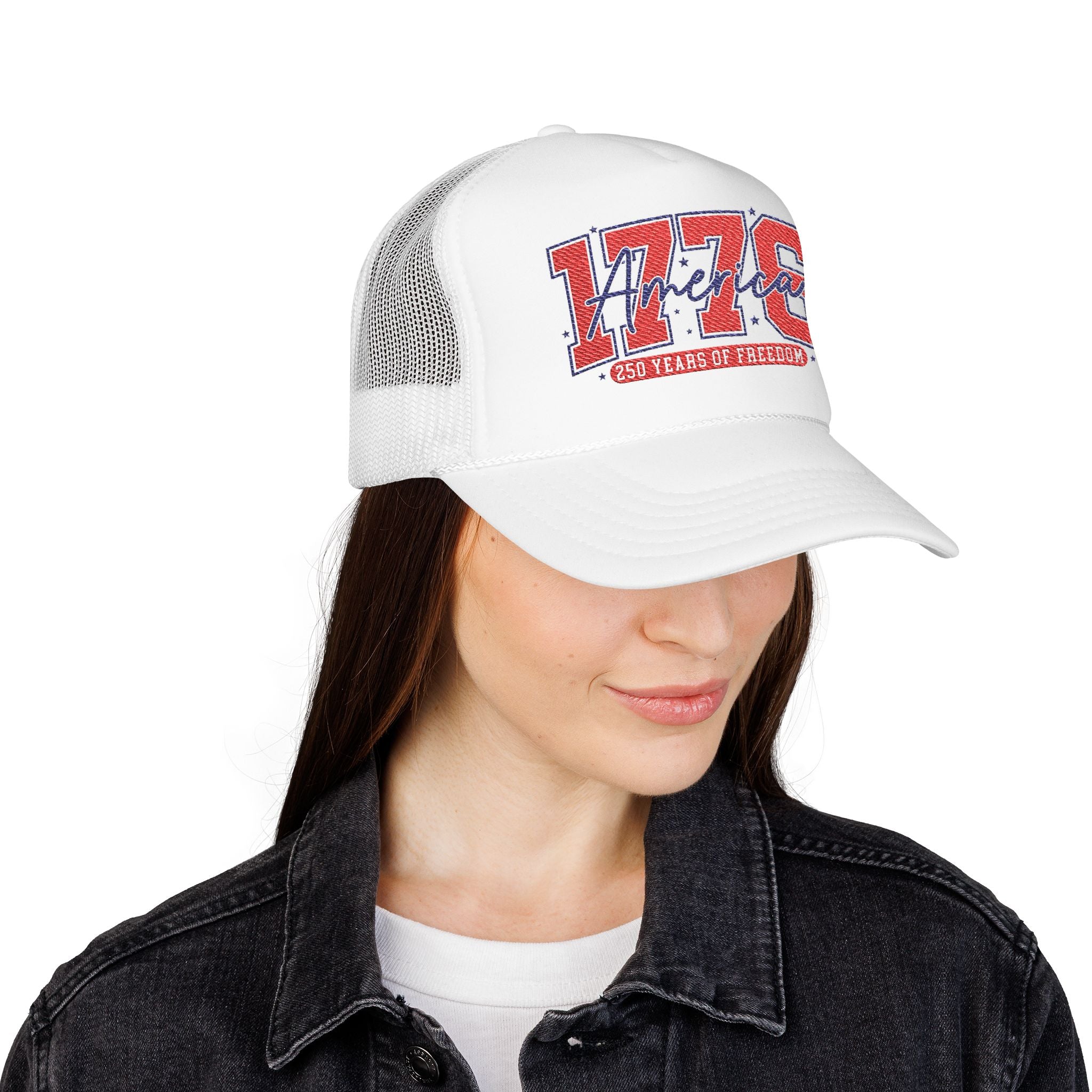 1776 America Trucker Hat — Retro Patriotic Freedom Foam Cap