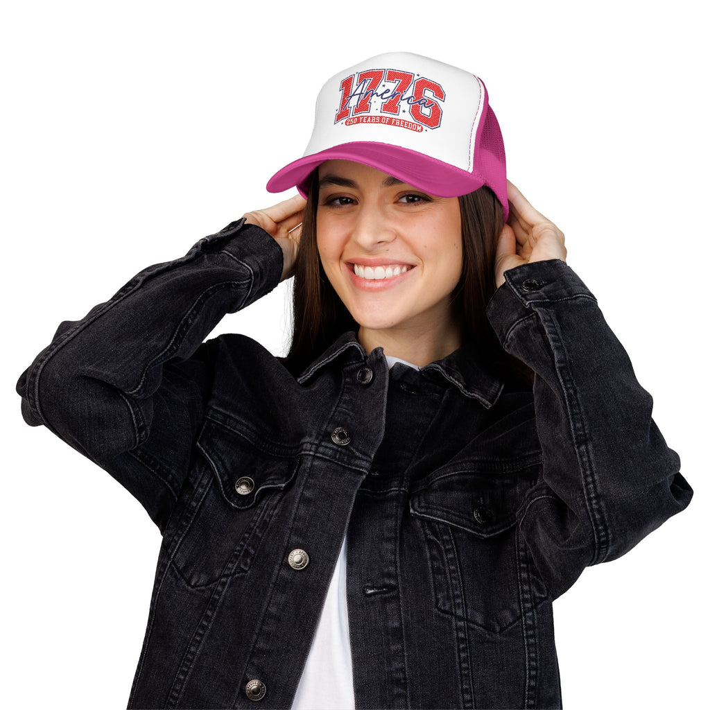 1776 America Trucker Hat — Retro Patriotic Freedom Foam Cap