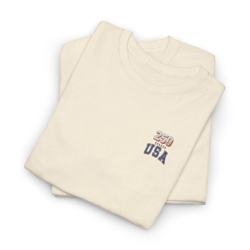Patriotic 'USA 250' Tee Embroidery - Small Chest Graphic