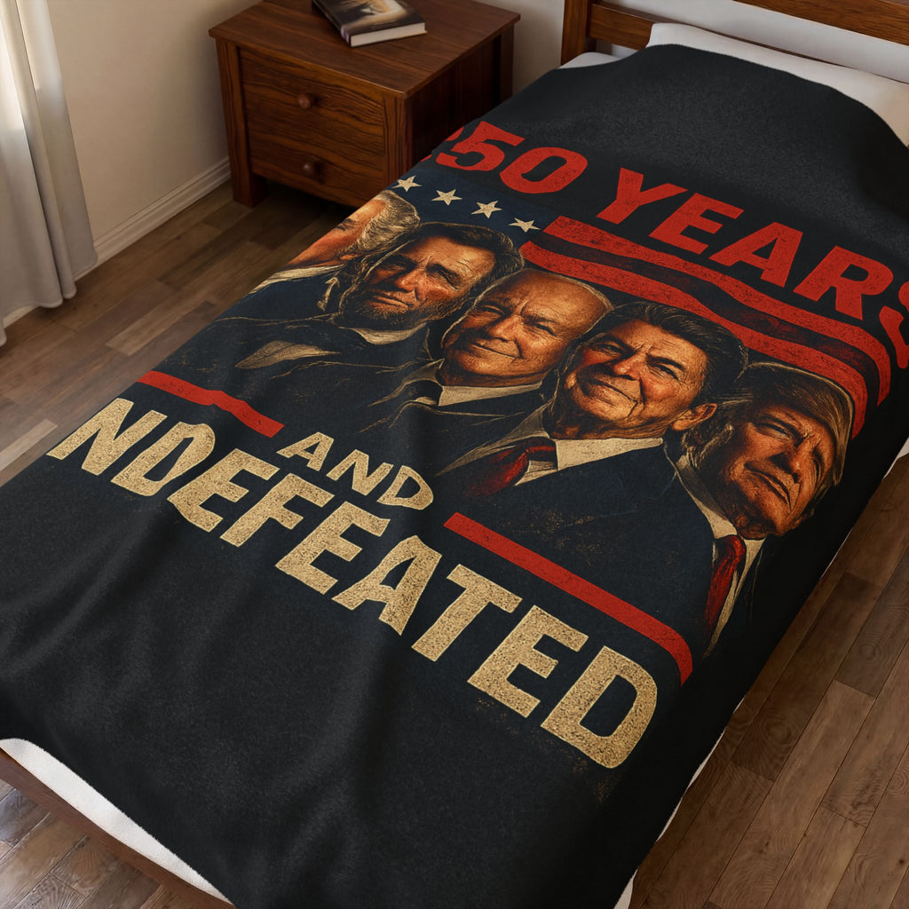 250 Years and Undefeated Velveteen Plush Blanket — Patriotic Presidents