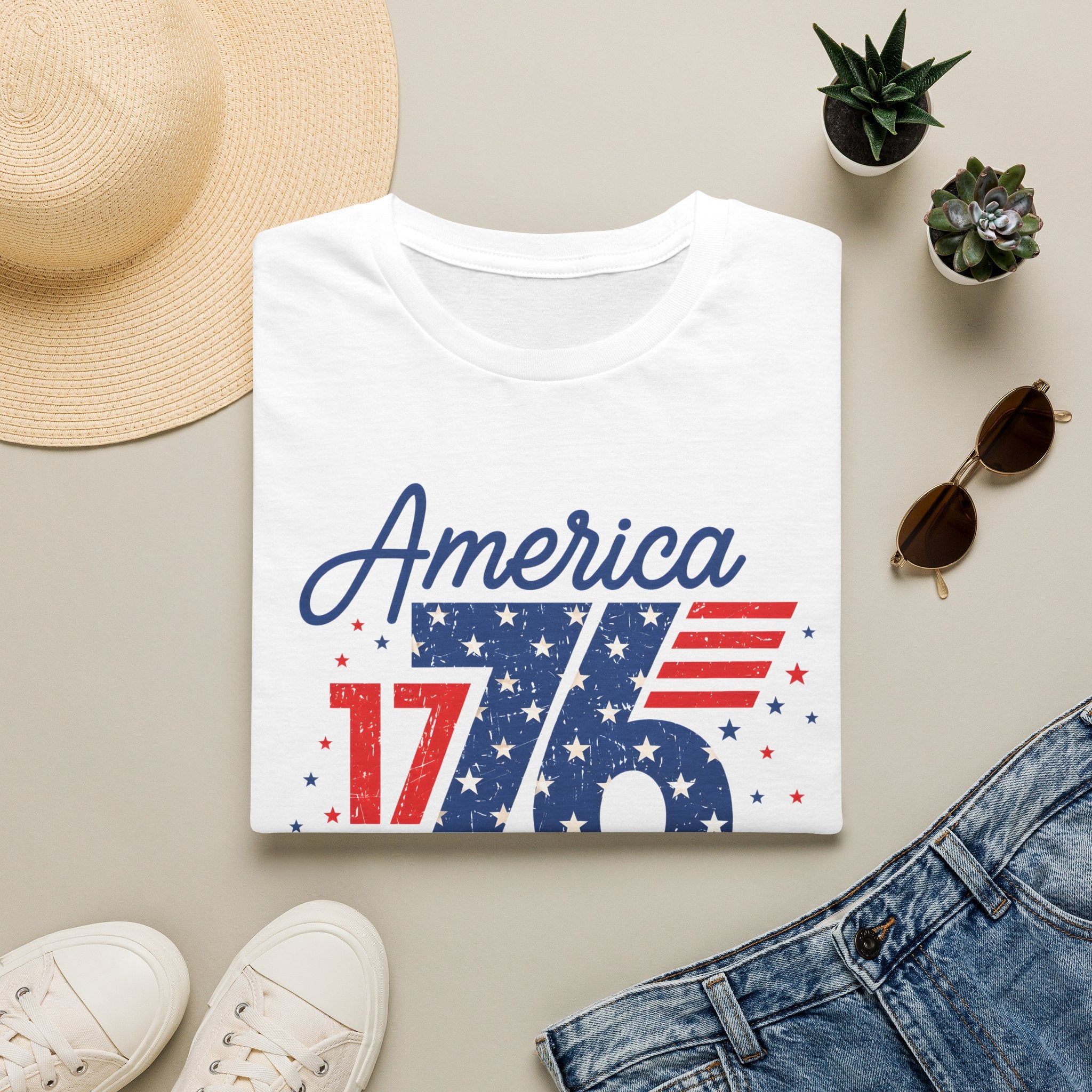 1776 America Retro T-Shirt — Land of the Free Patriotic Tee