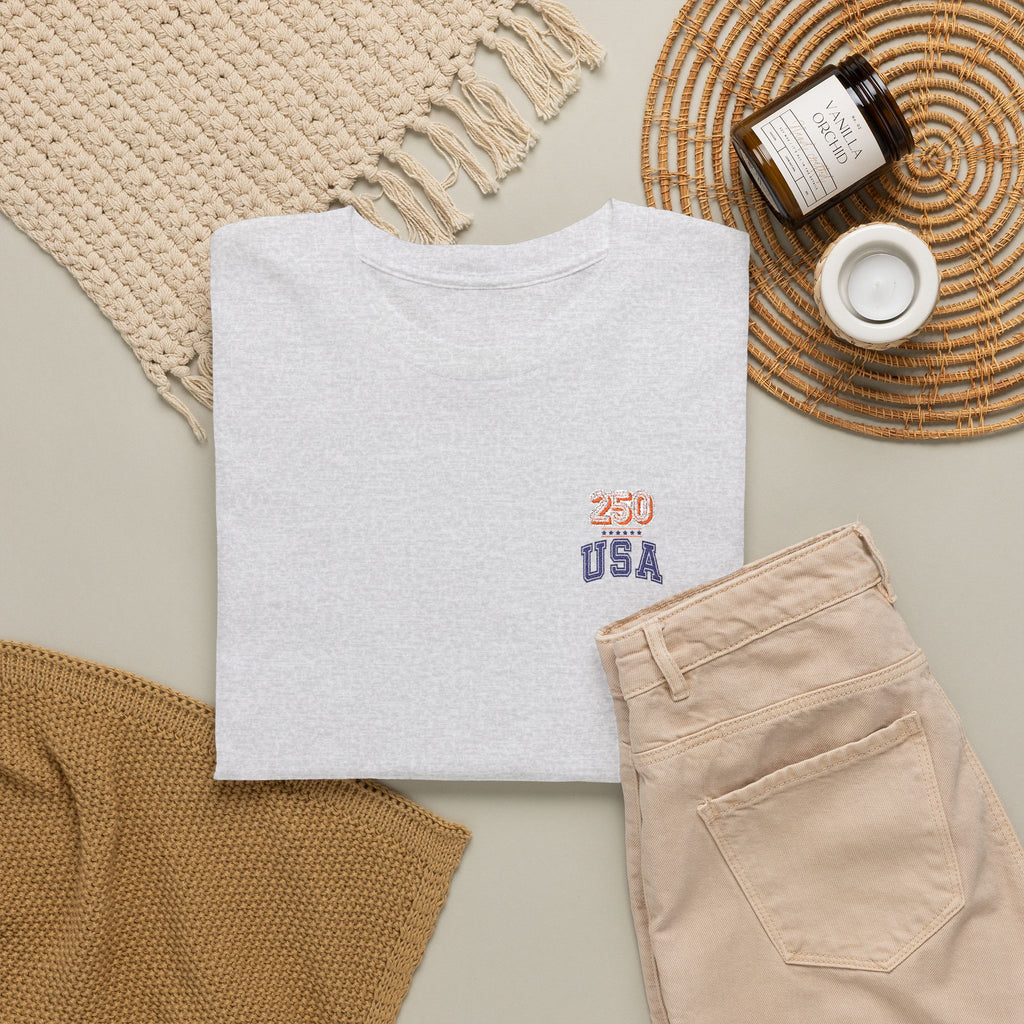 Patriotic 'USA 250' Tee Embroidery - Small Chest Graphic