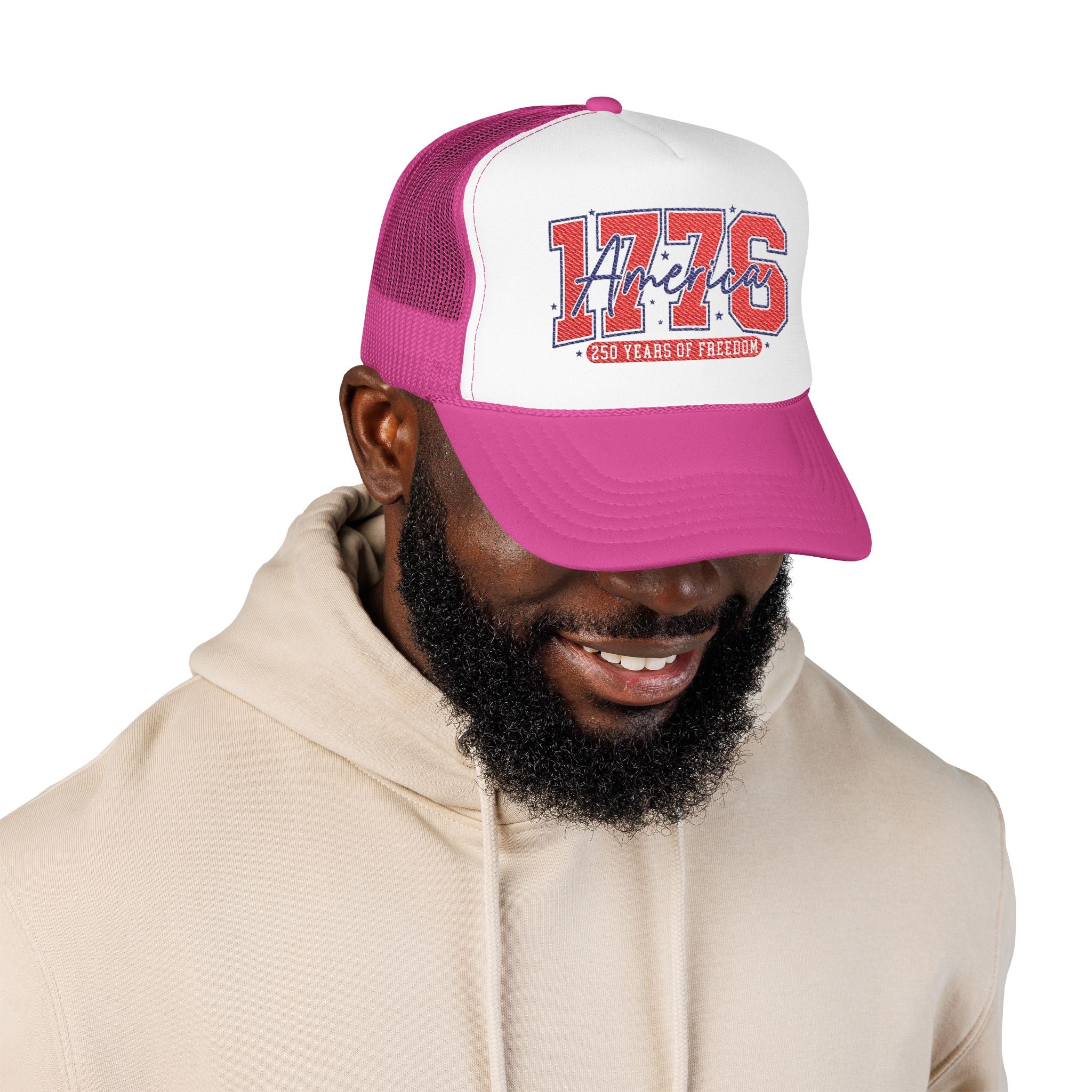 1776 America Trucker Hat — Retro Patriotic Freedom Foam Cap