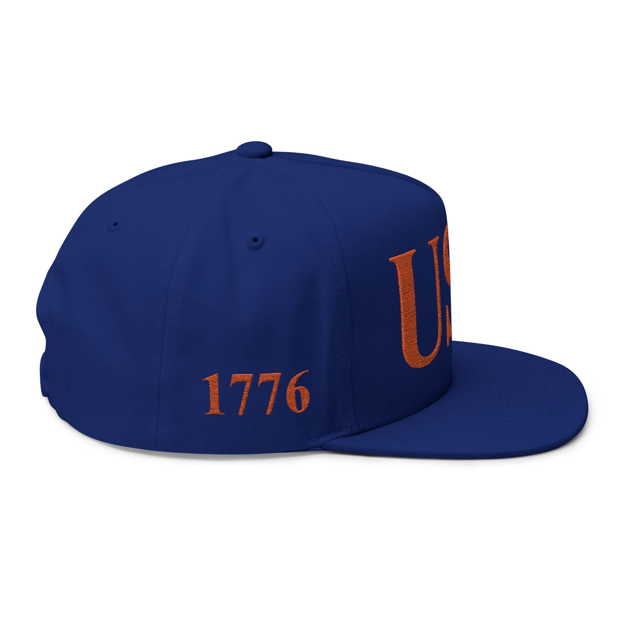 USA Embroidered Flat Bill Cap — Patriotic Snapback Hat for 4th of July & Everyday Wear