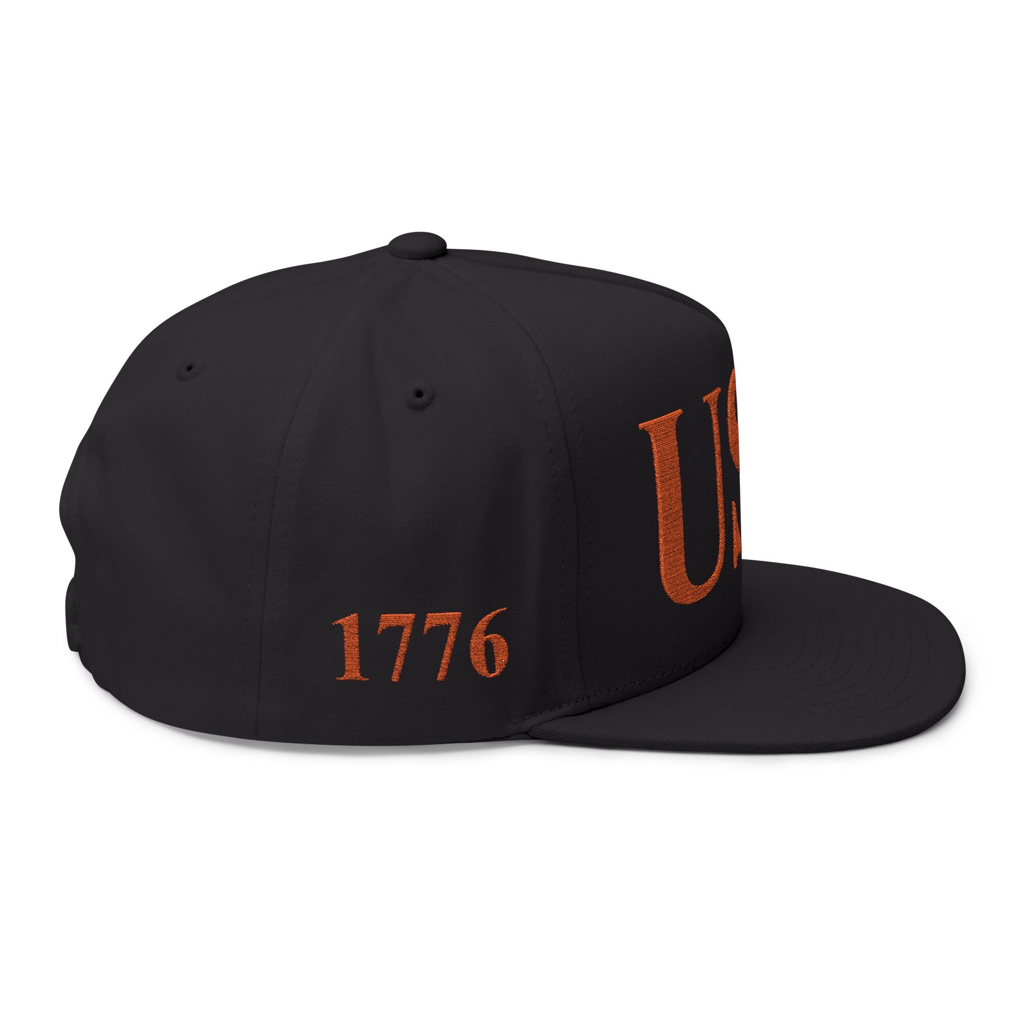 USA Embroidered Flat Bill Cap — Patriotic Snapback Hat for 4th of July & Everyday Wear