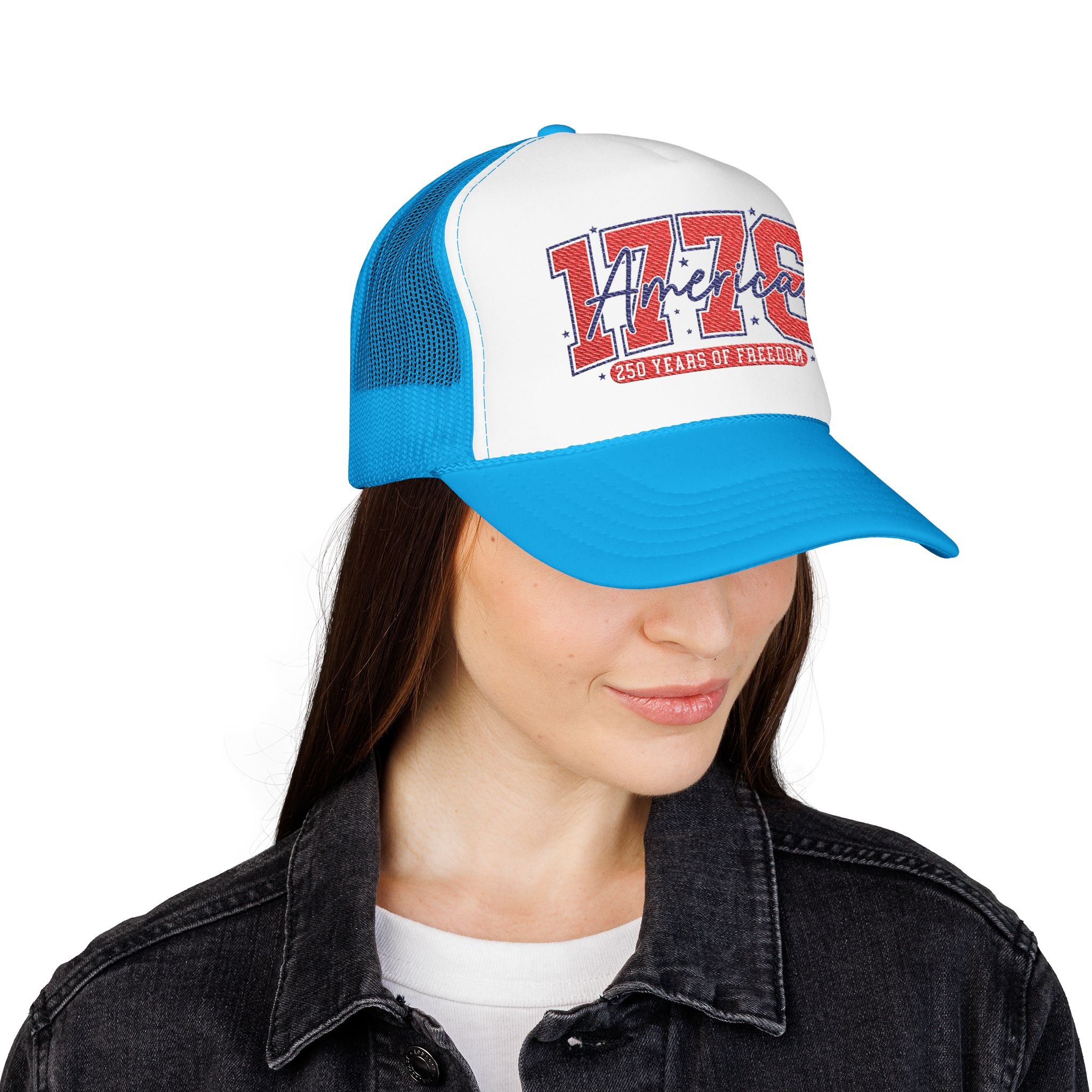 1776 America Trucker Hat — Retro Patriotic Freedom Foam Cap