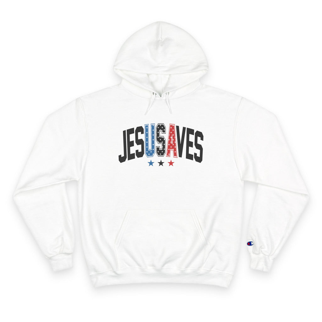 Jesus Saves Hoodie — Patriotic Christian Champion-Style Pullover