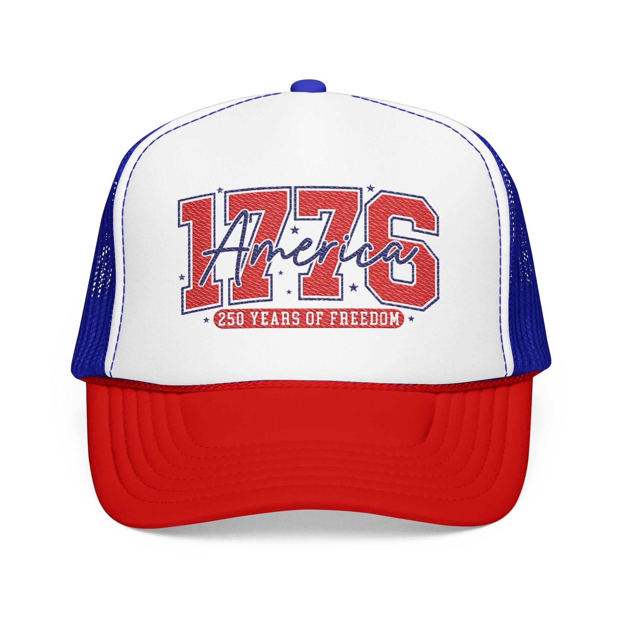 1776 America Trucker Hat — Retro Patriotic Freedom Foam Cap