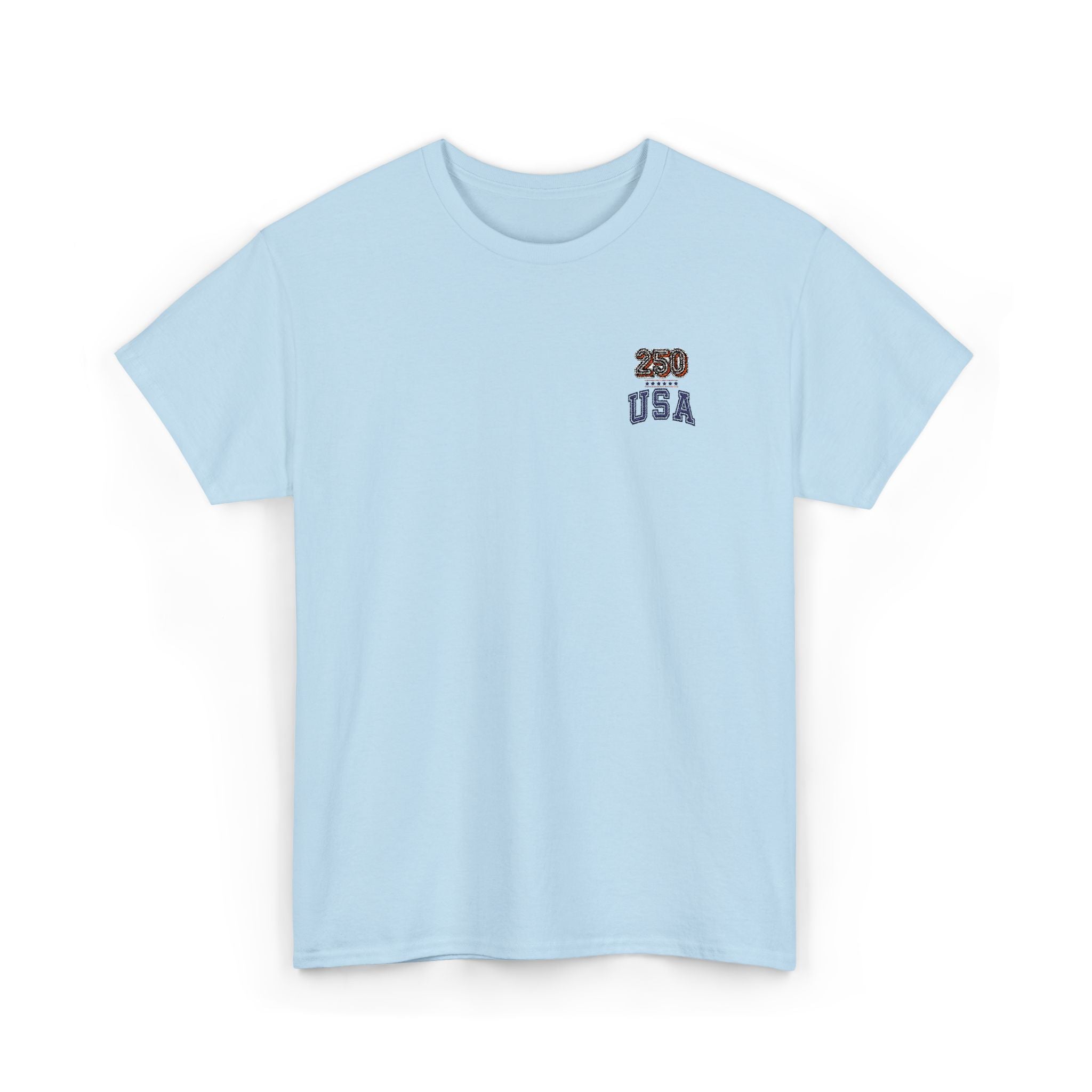 Patriotic 'USA 250' Tee Embroidery - Small Chest Graphic