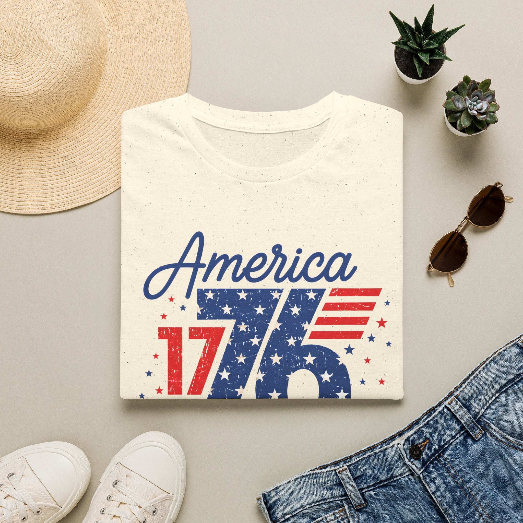 1776 America Retro T-Shirt — Land of the Free Patriotic Tee