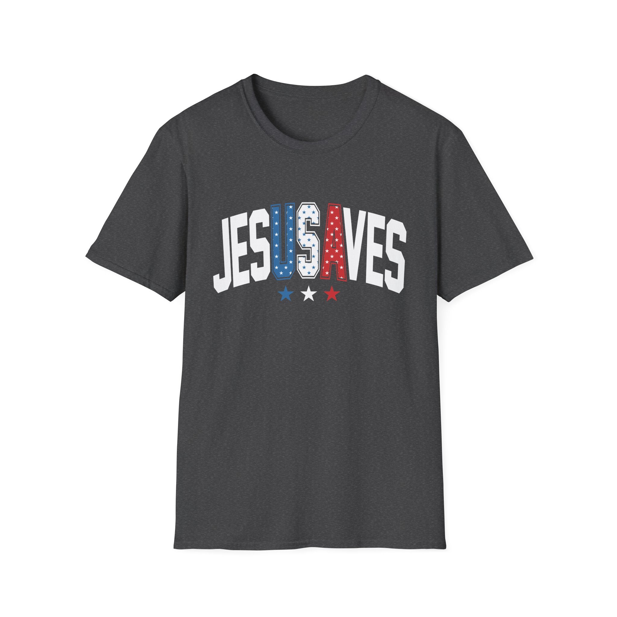 T-Shirt — JESUS SAVES Patriotic Christian Tee (Red White Blue)