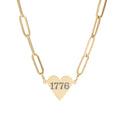 1776 Paperclip Heart Necklace — Engraved Patriotic Pendant (Gold, Rose Gold, Stainless)