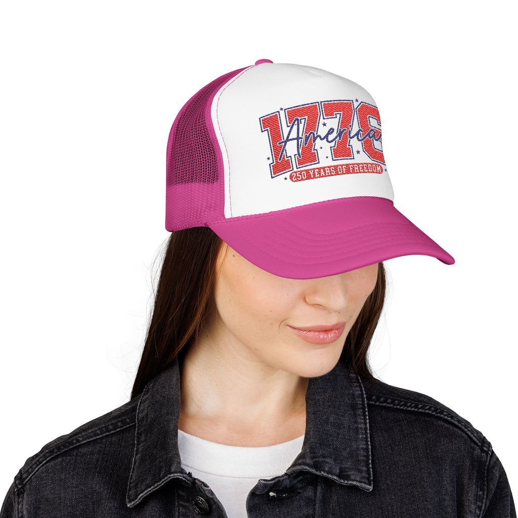 1776 America Trucker Hat — Retro Patriotic Freedom Foam Cap