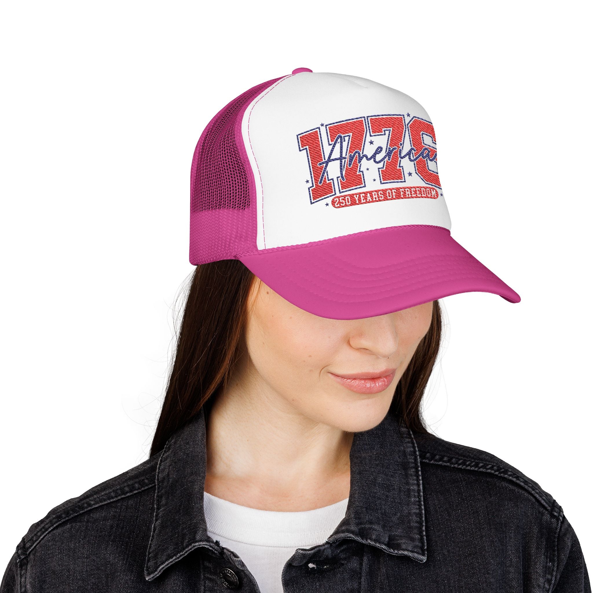 1776 America Trucker Hat — Retro Patriotic Freedom Foam Cap