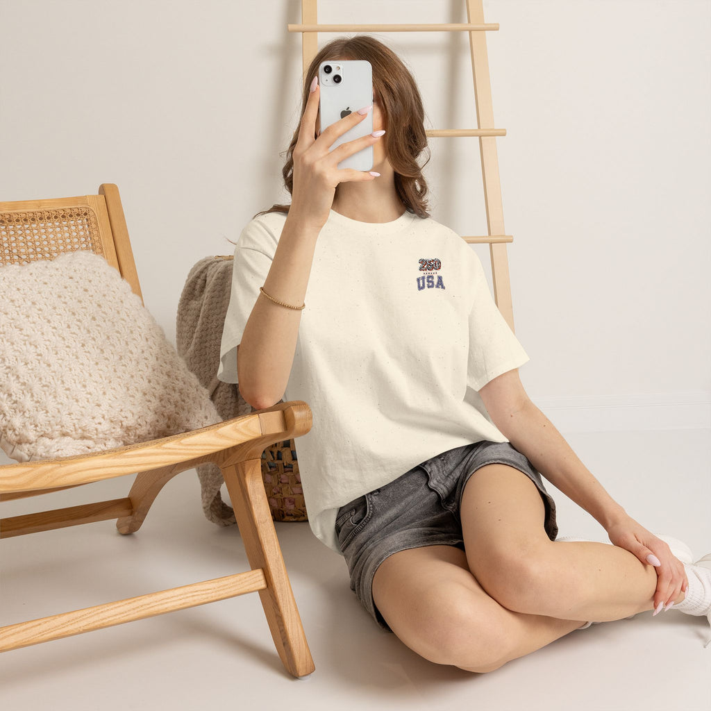Patriotic 'USA 250' Tee Embroidery - Small Chest Graphic