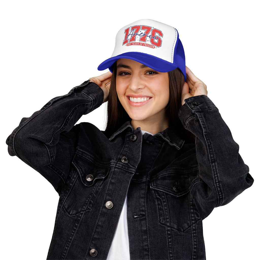 1776 America Trucker Hat — Retro Patriotic Freedom Foam Cap