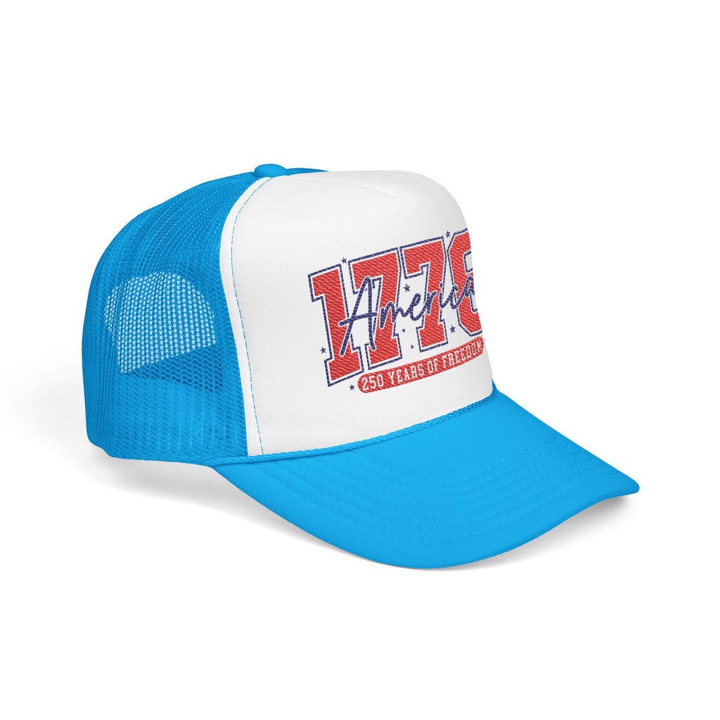 1776 America Trucker Hat — Retro Patriotic Freedom Foam Cap