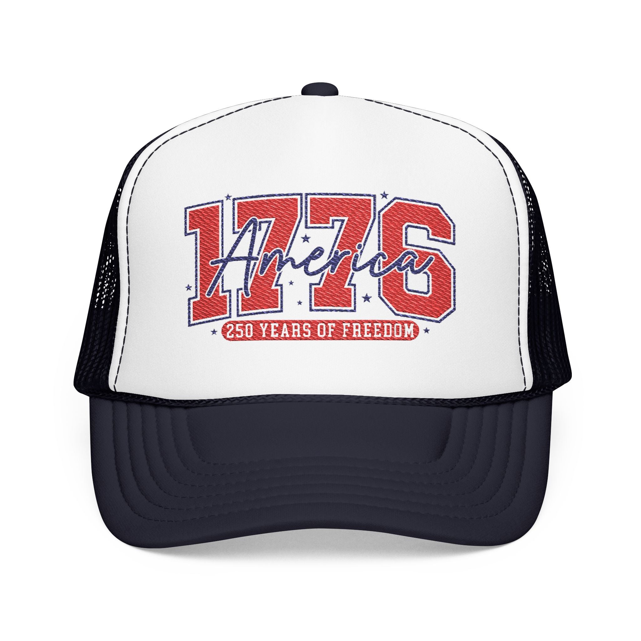1776 America Trucker Hat — Retro Patriotic Freedom Foam Cap