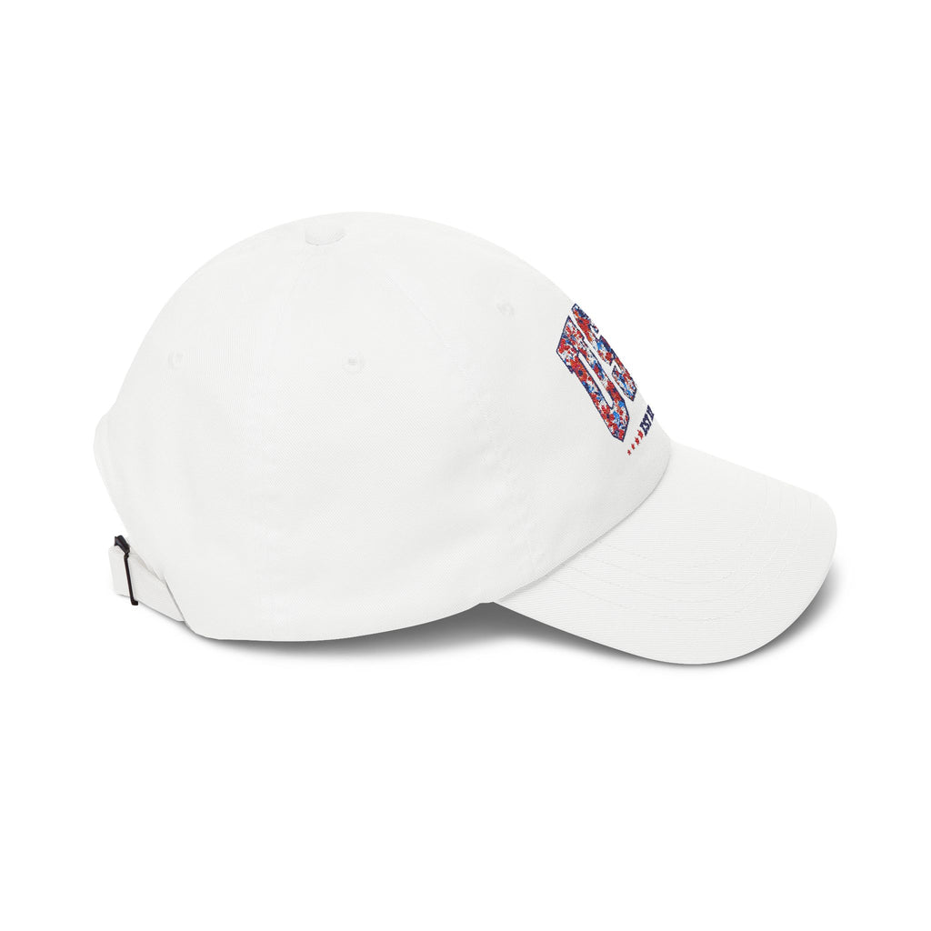 Patriotic Floral Dad Cap — Vintage American Flag Flower Baseball Hat