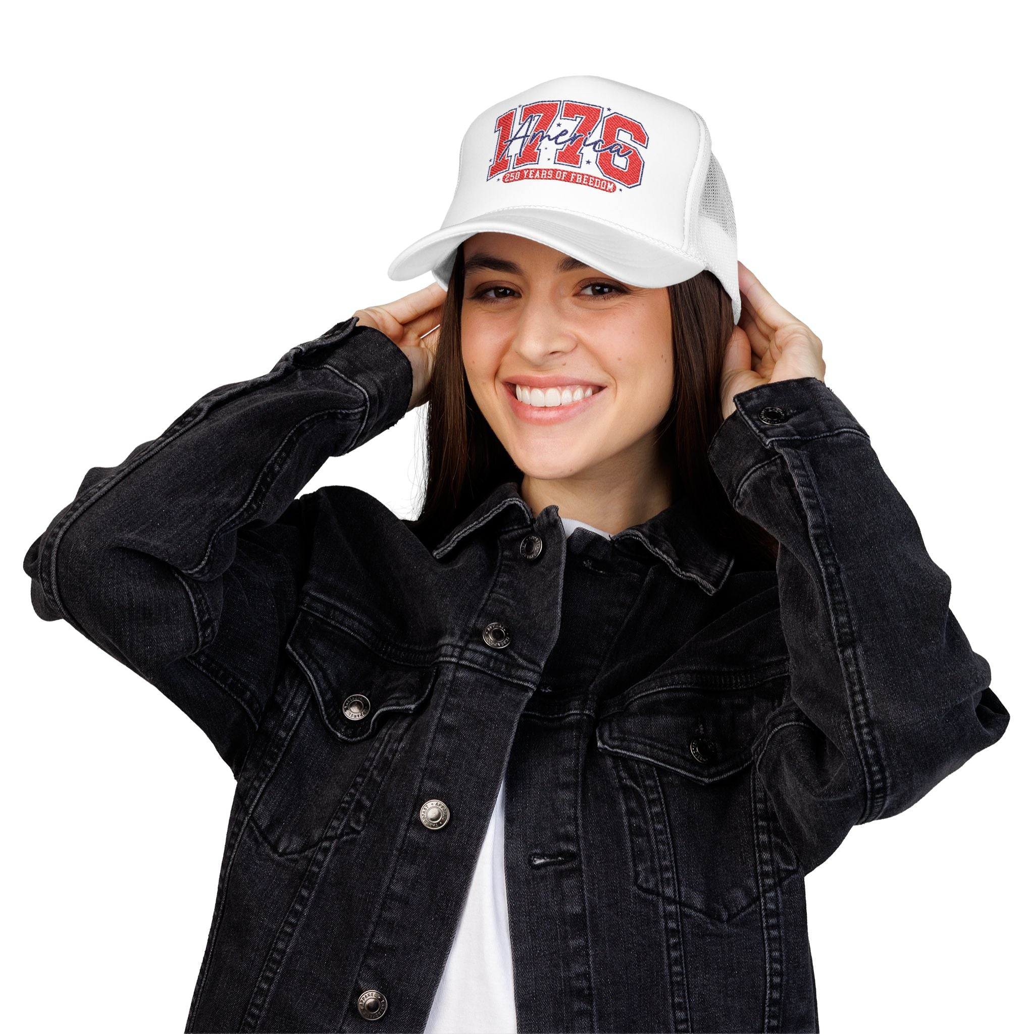 1776 America Trucker Hat — Retro Patriotic Freedom Foam Cap