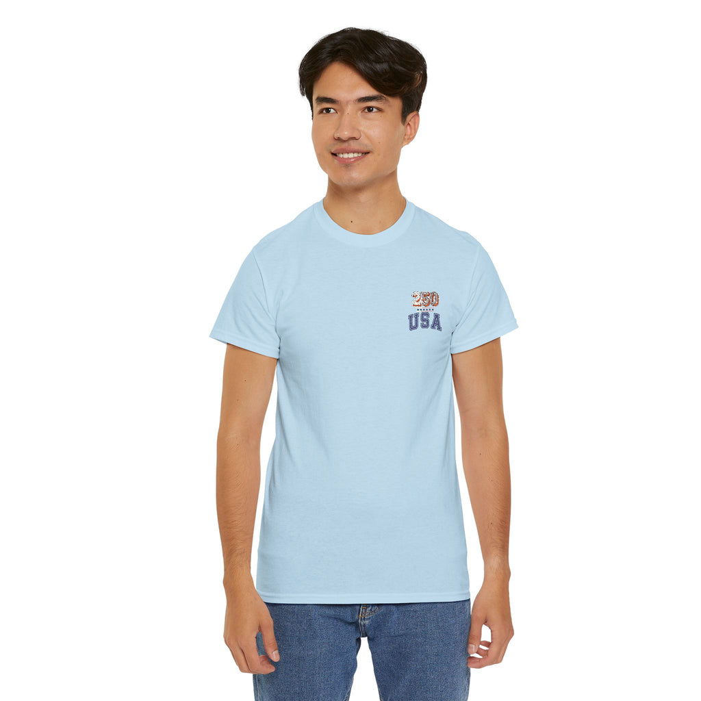 Patriotic 'USA 250' Tee Embroidery - Small Chest Graphic