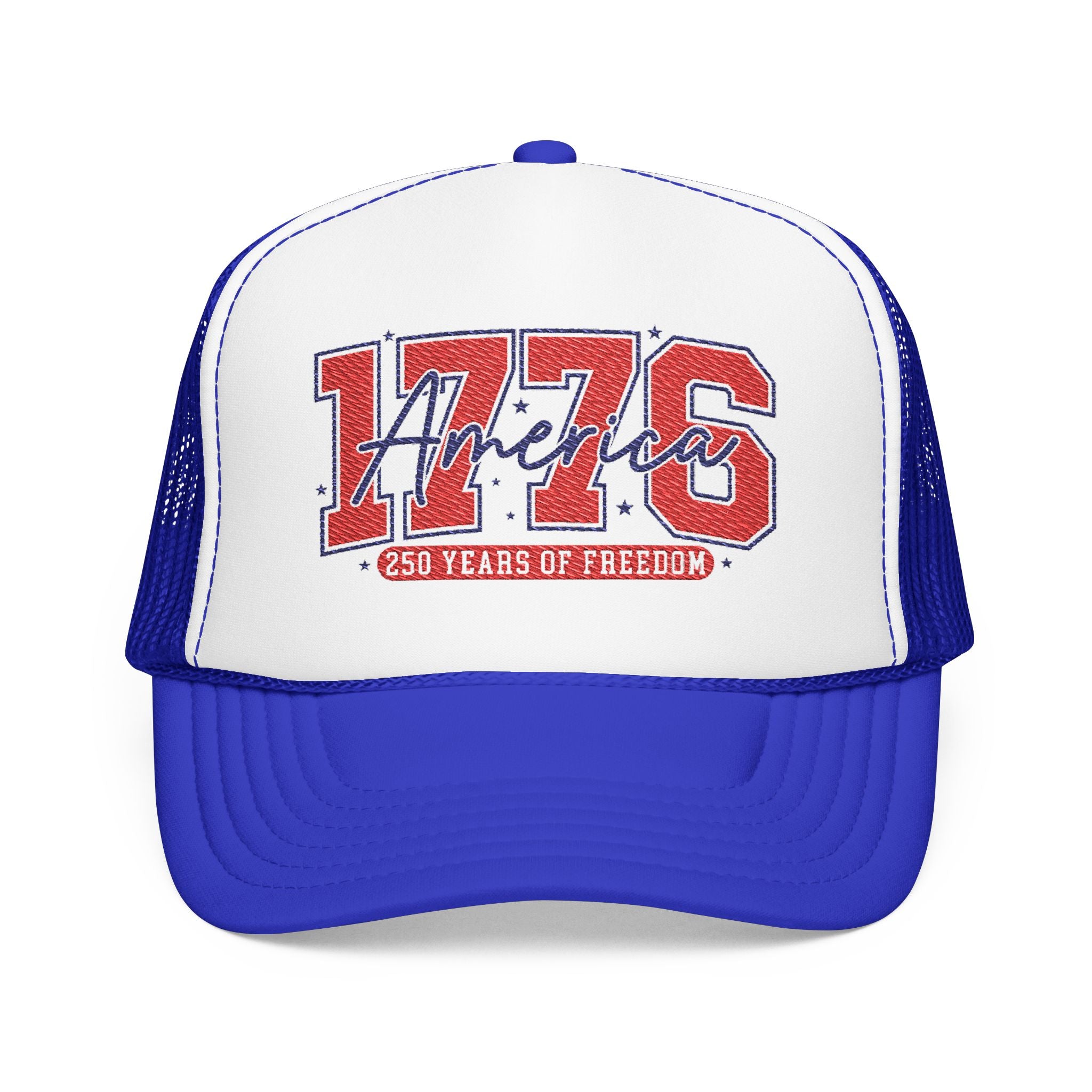 1776 America Trucker Hat — Retro Patriotic Freedom Foam Cap