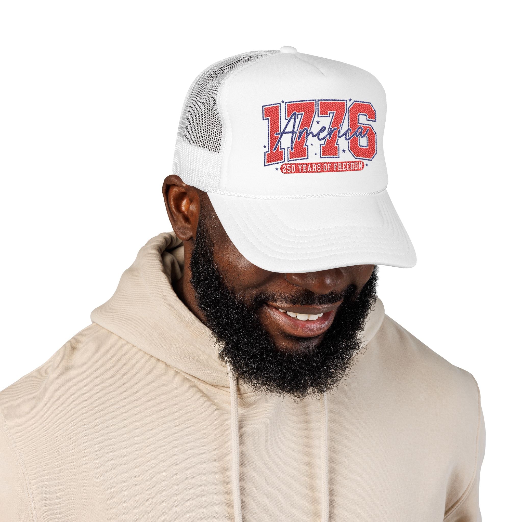 1776 America Trucker Hat — Retro Patriotic Freedom Foam Cap