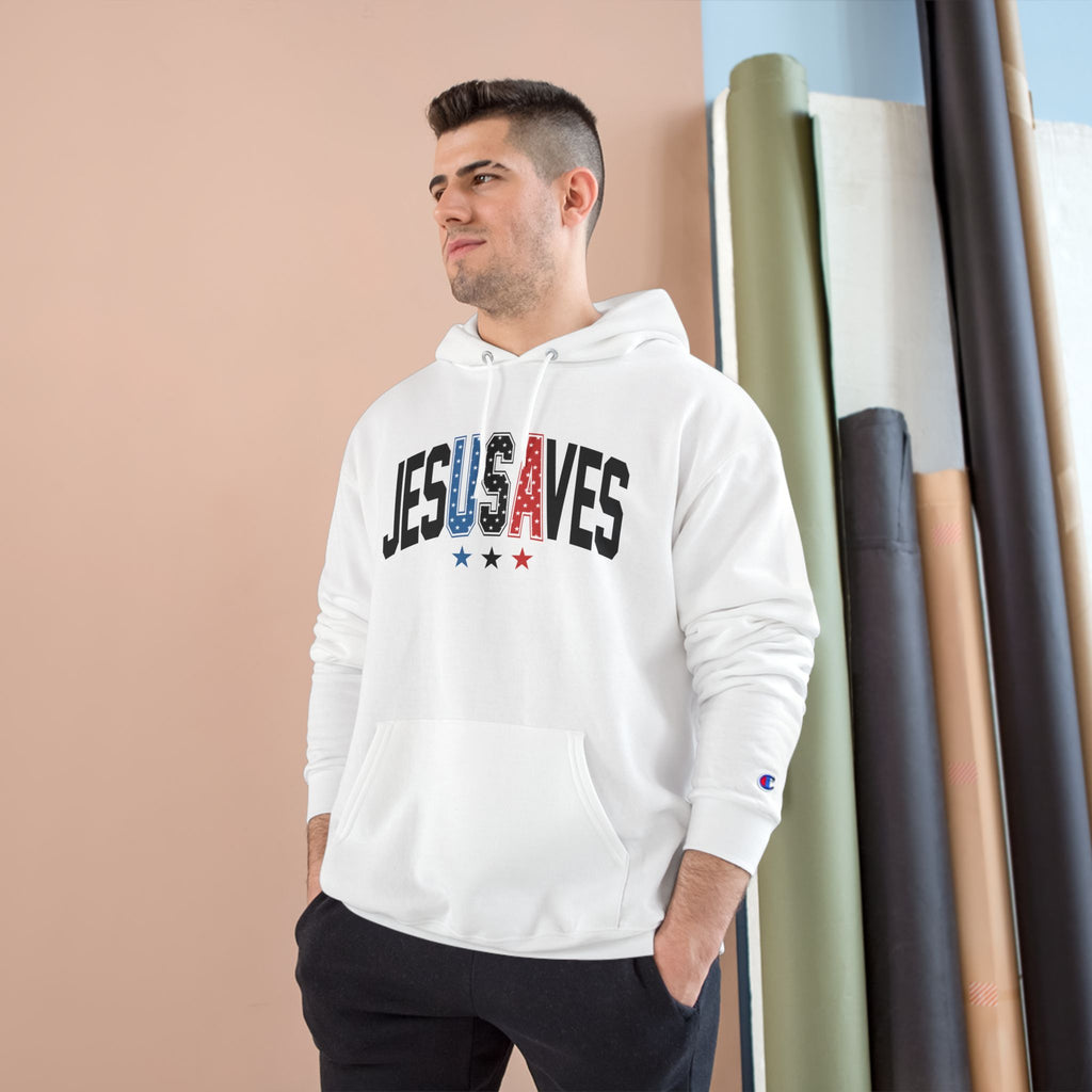 Jesus Saves Hoodie — Patriotic Christian Champion-Style Pullover