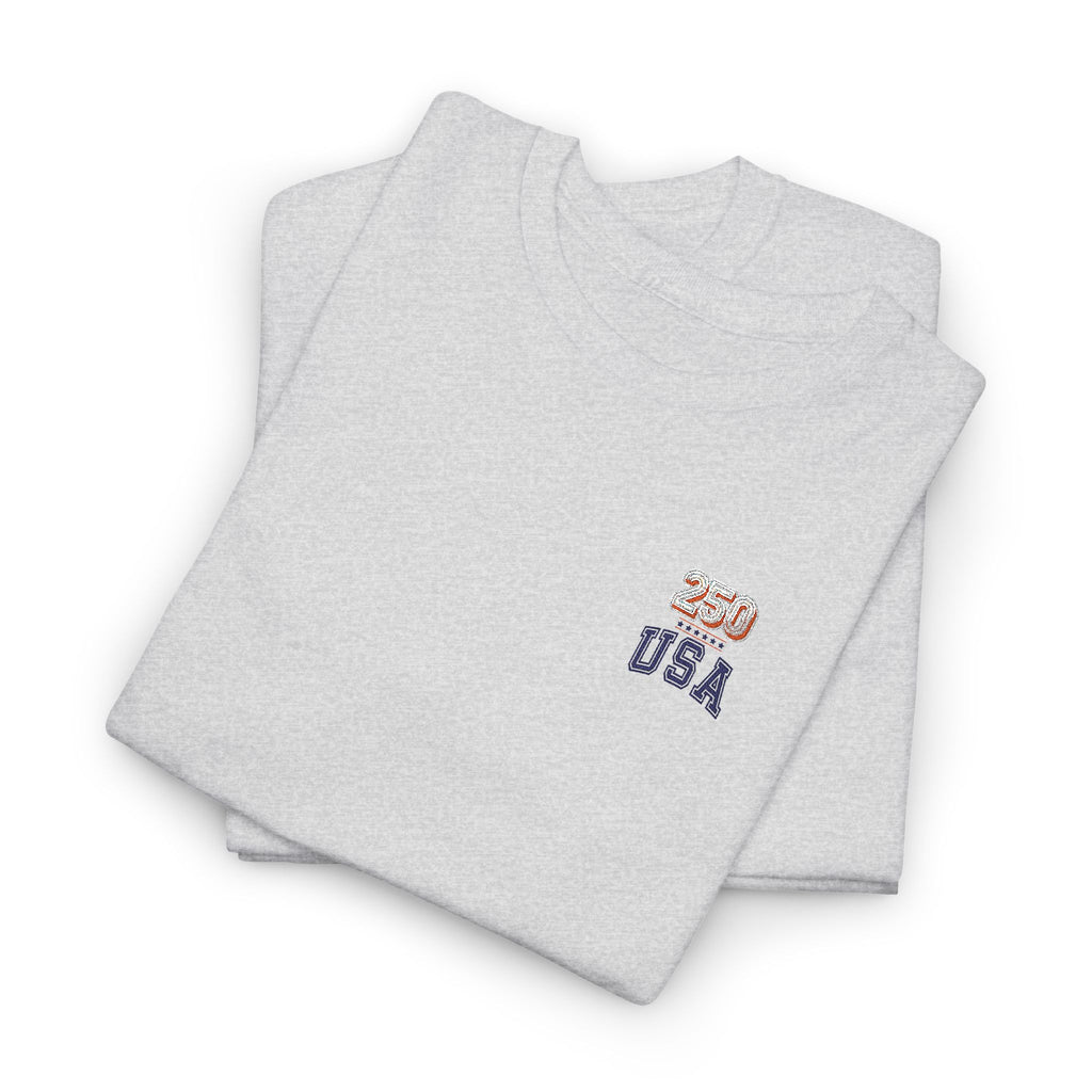Patriotic 'USA 250' Tee Embroidery - Small Chest Graphic