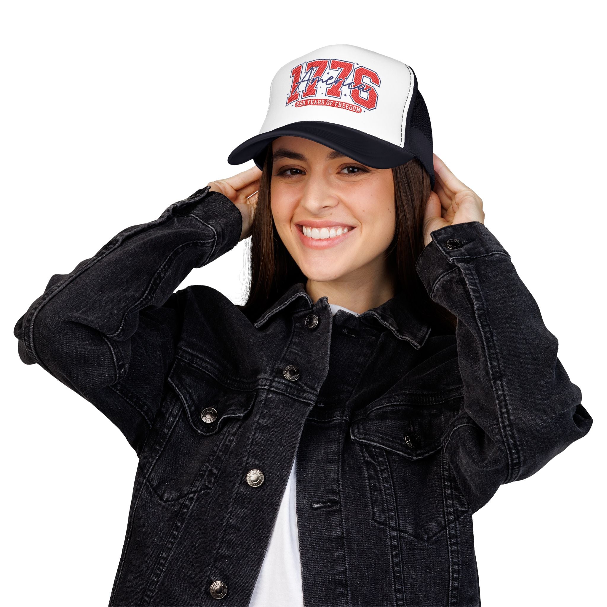 1776 America Trucker Hat — Retro Patriotic Freedom Foam Cap