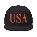 USA Embroidered Flat Bill Cap — Patriotic Snapback Hat for 4th of July & Everyday Wear