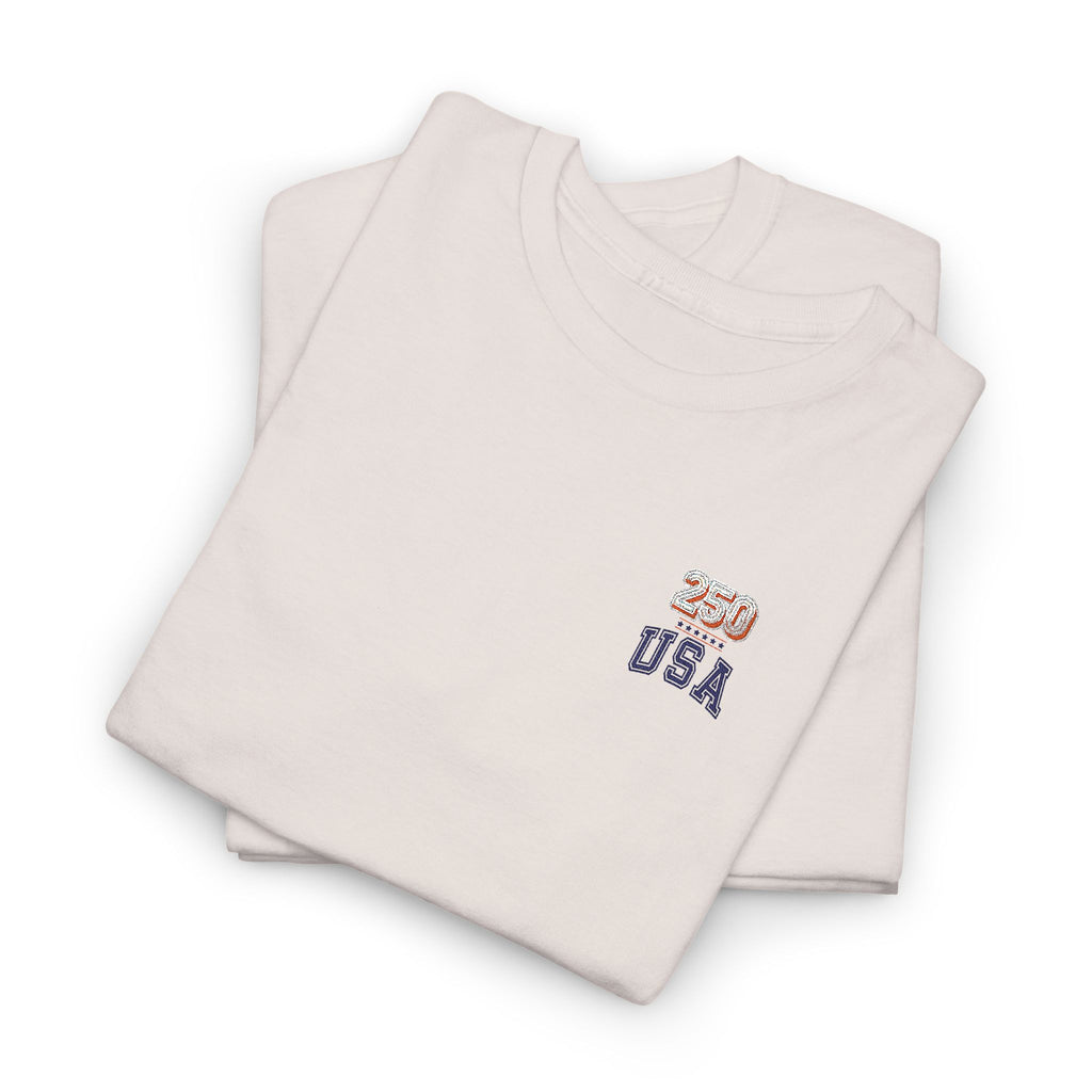 Patriotic 'USA 250' Tee Embroidery - Small Chest Graphic