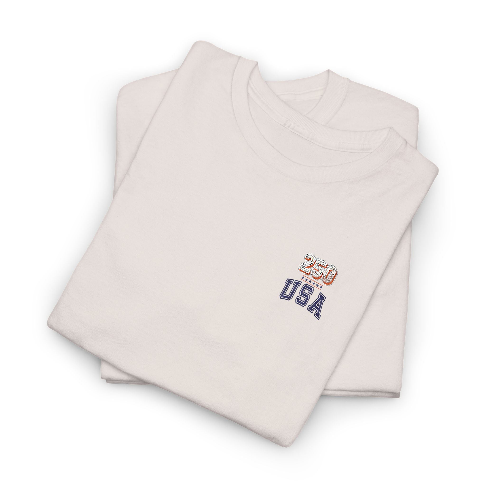 Patriotic 'USA 250' Tee Embroidery - Small Chest Graphic