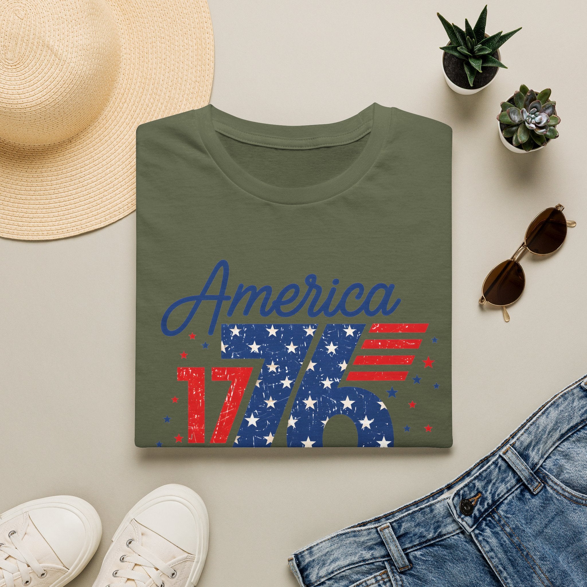 1776 America Retro T-Shirt — Land of the Free Patriotic Tee