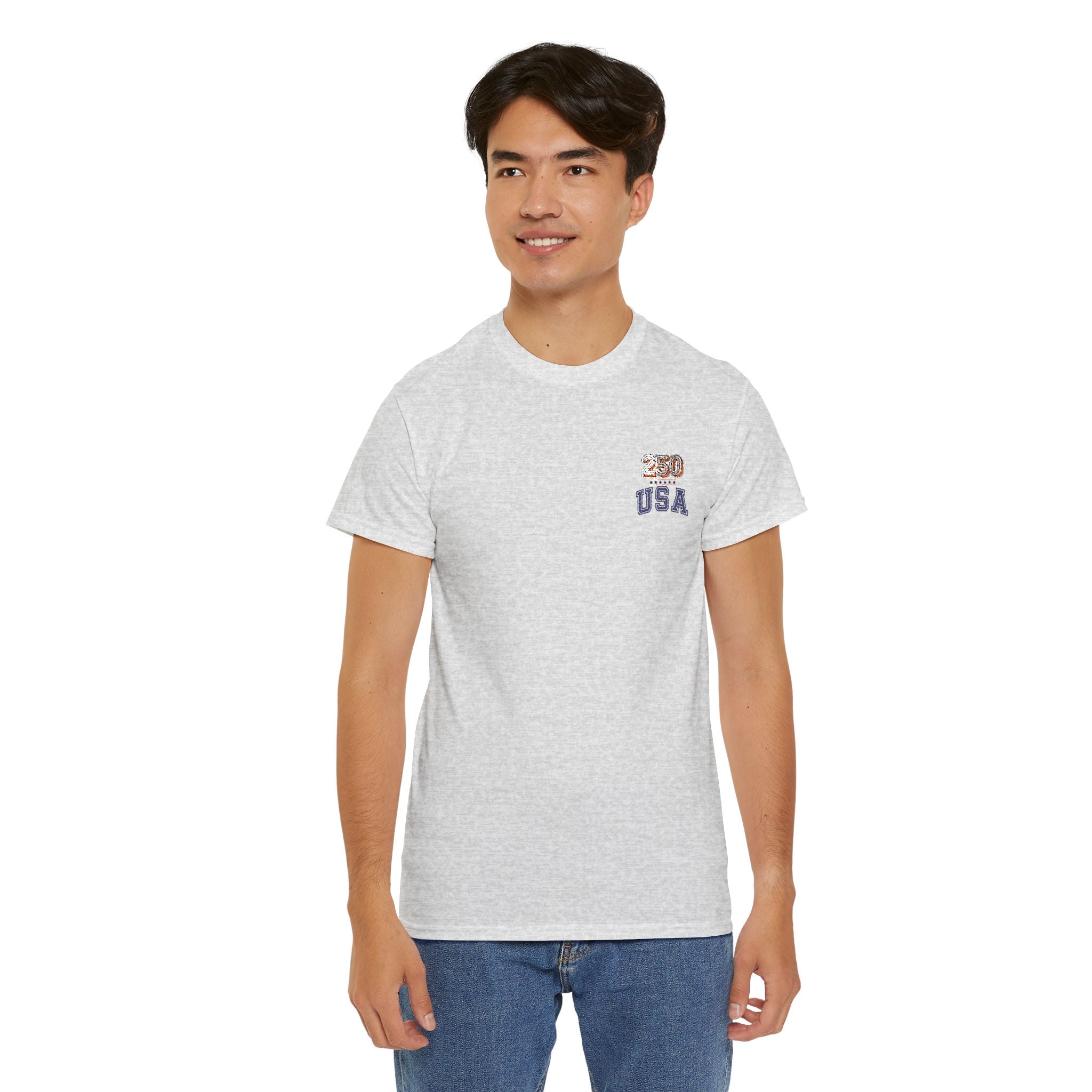 Patriotic 'USA 250' Tee Embroidery - Small Chest Graphic