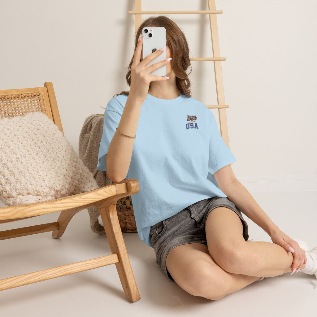 Patriotic 'USA 250' Tee Embroidery - Small Chest Graphic