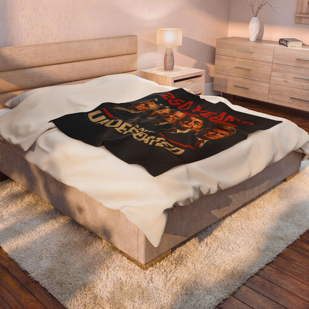 250 Years and Undefeated Velveteen Plush Blanket — Patriotic Presidents