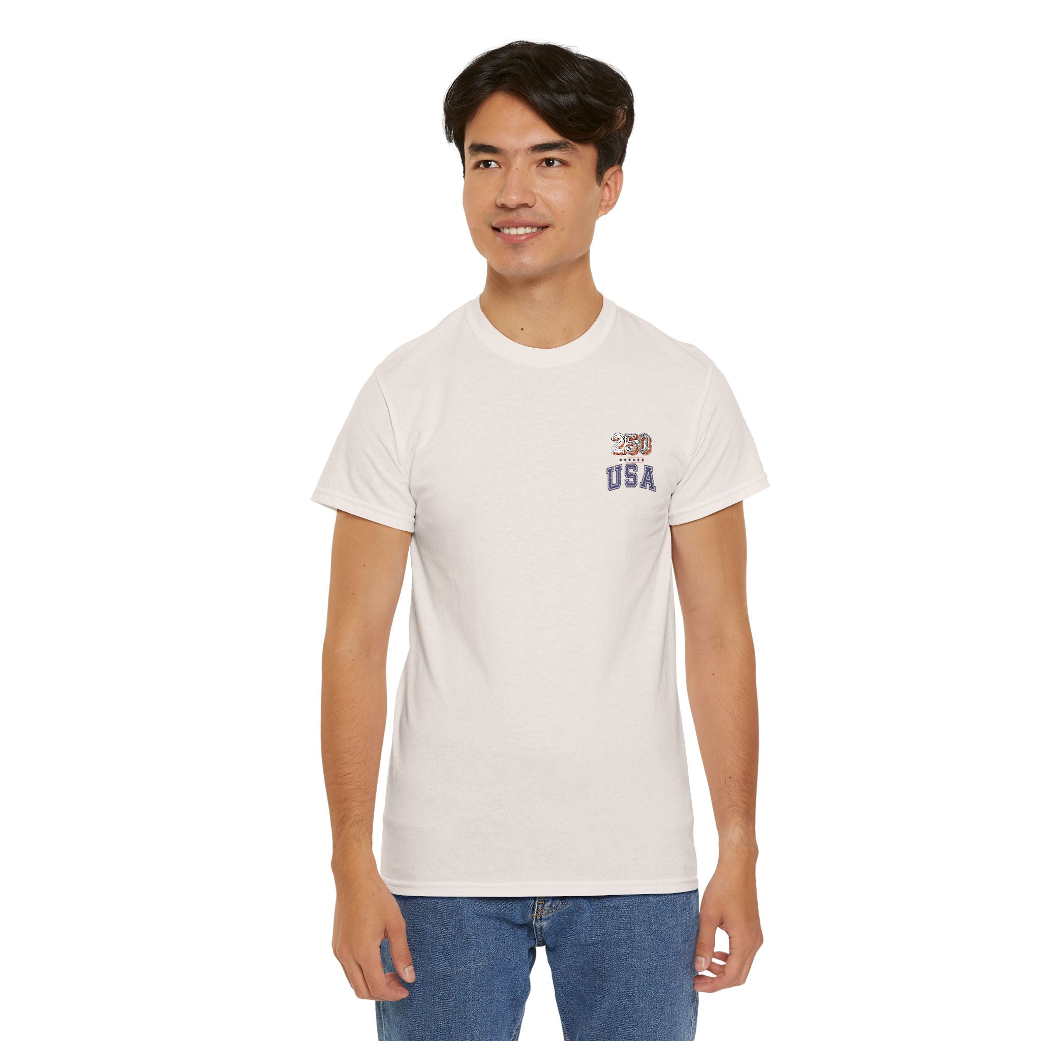 Patriotic 'USA 250' Tee Embroidery - Small Chest Graphic