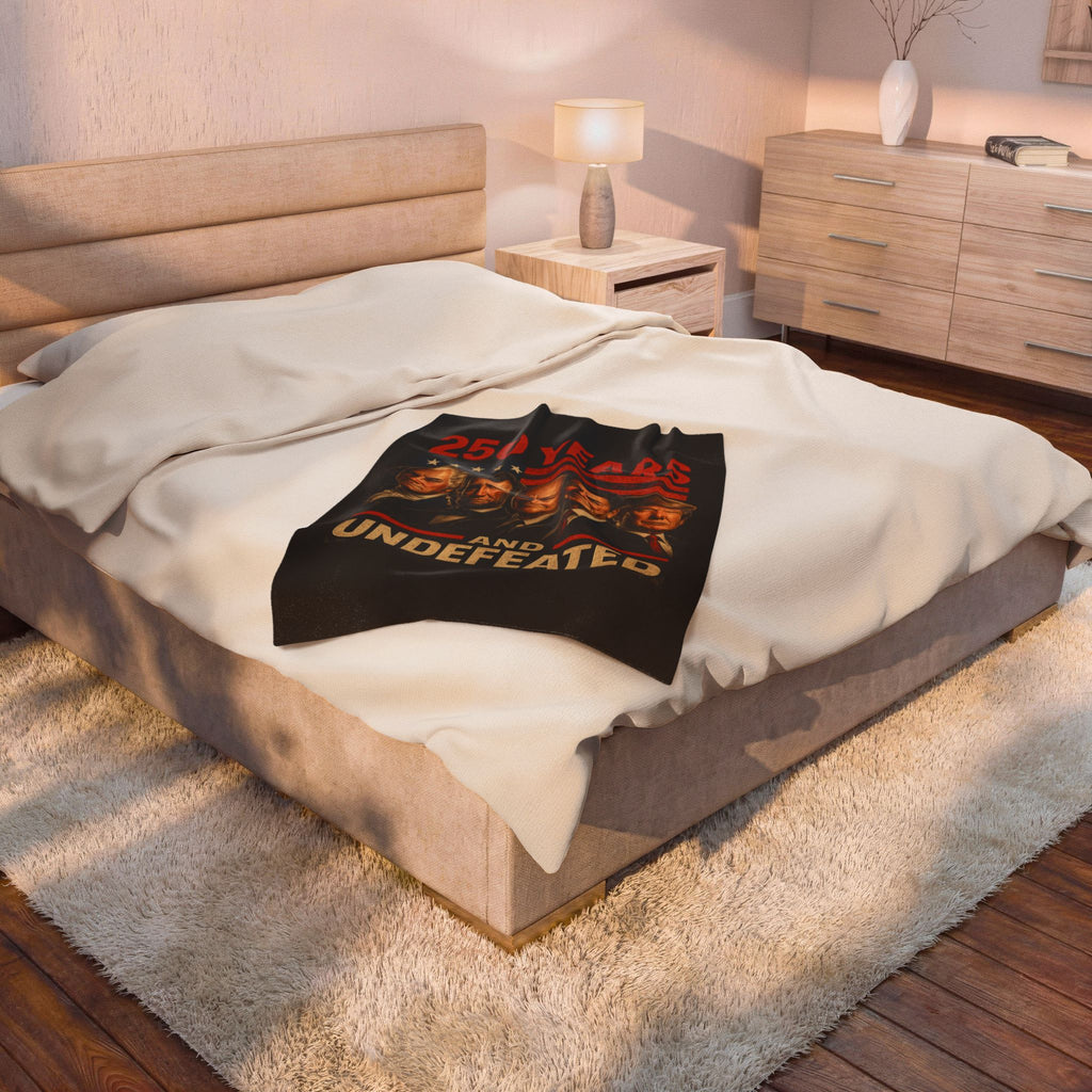 250 Years and Undefeated Velveteen Plush Blanket — Patriotic Presidents