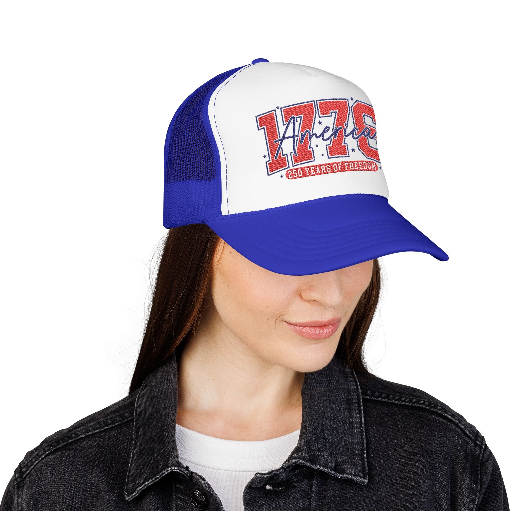 1776 America Trucker Hat — Retro Patriotic Freedom Foam Cap