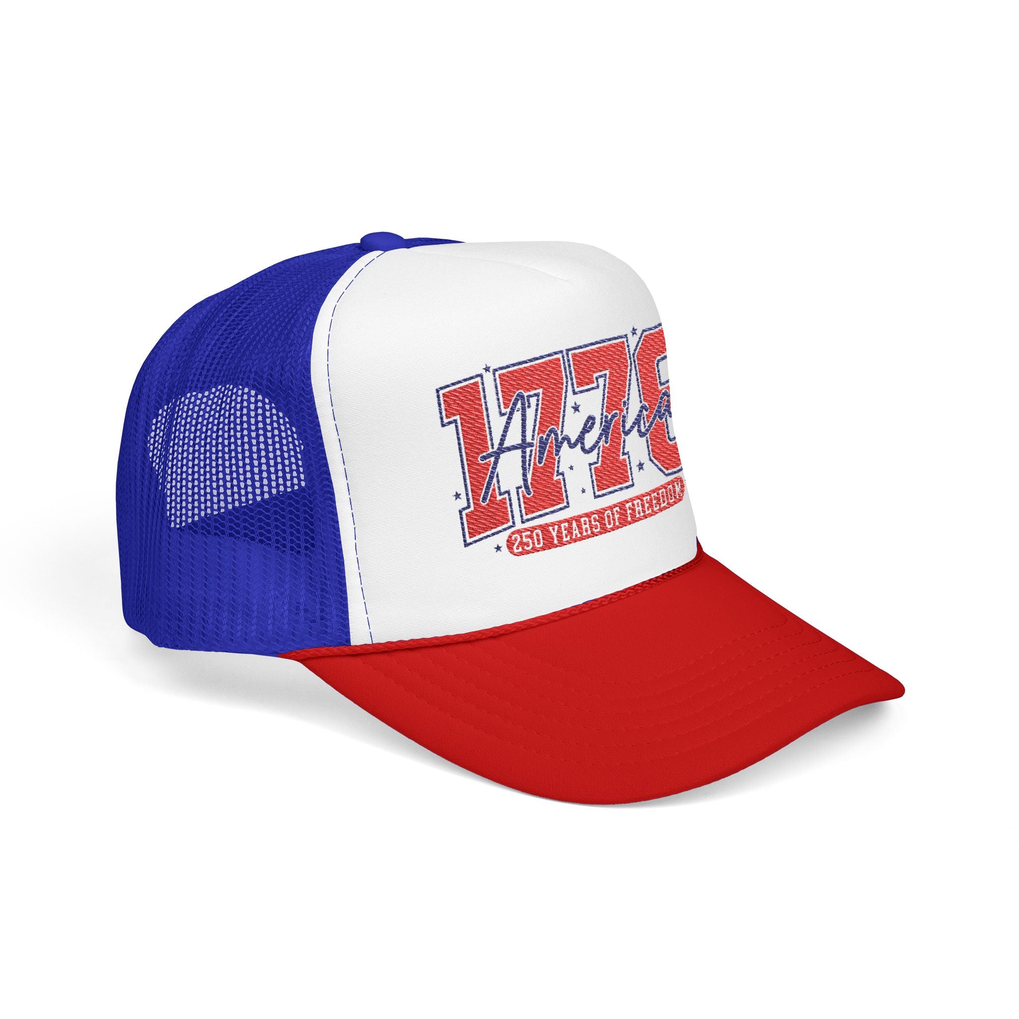 1776 America Trucker Hat — Retro Patriotic Freedom Foam Cap