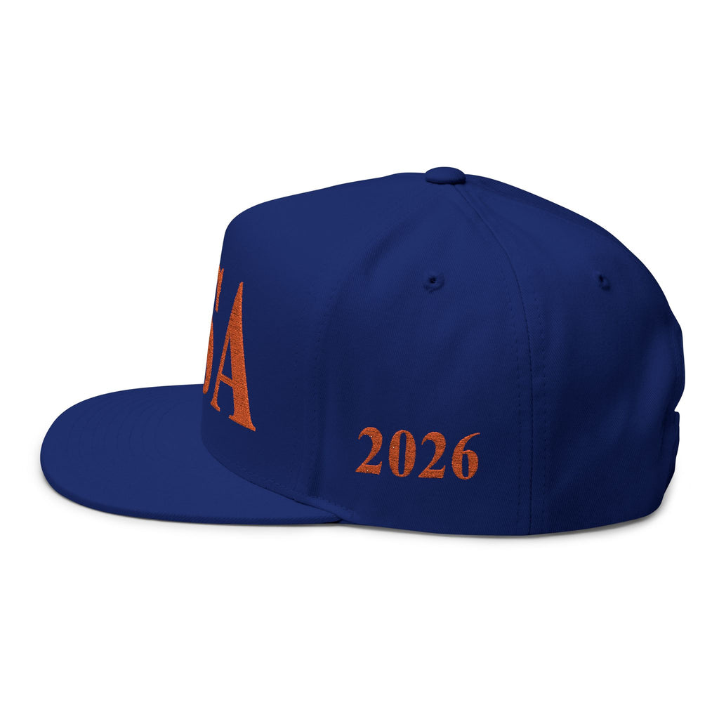 USA Embroidered Flat Bill Cap — Patriotic Snapback Hat for 4th of July & Everyday Wear