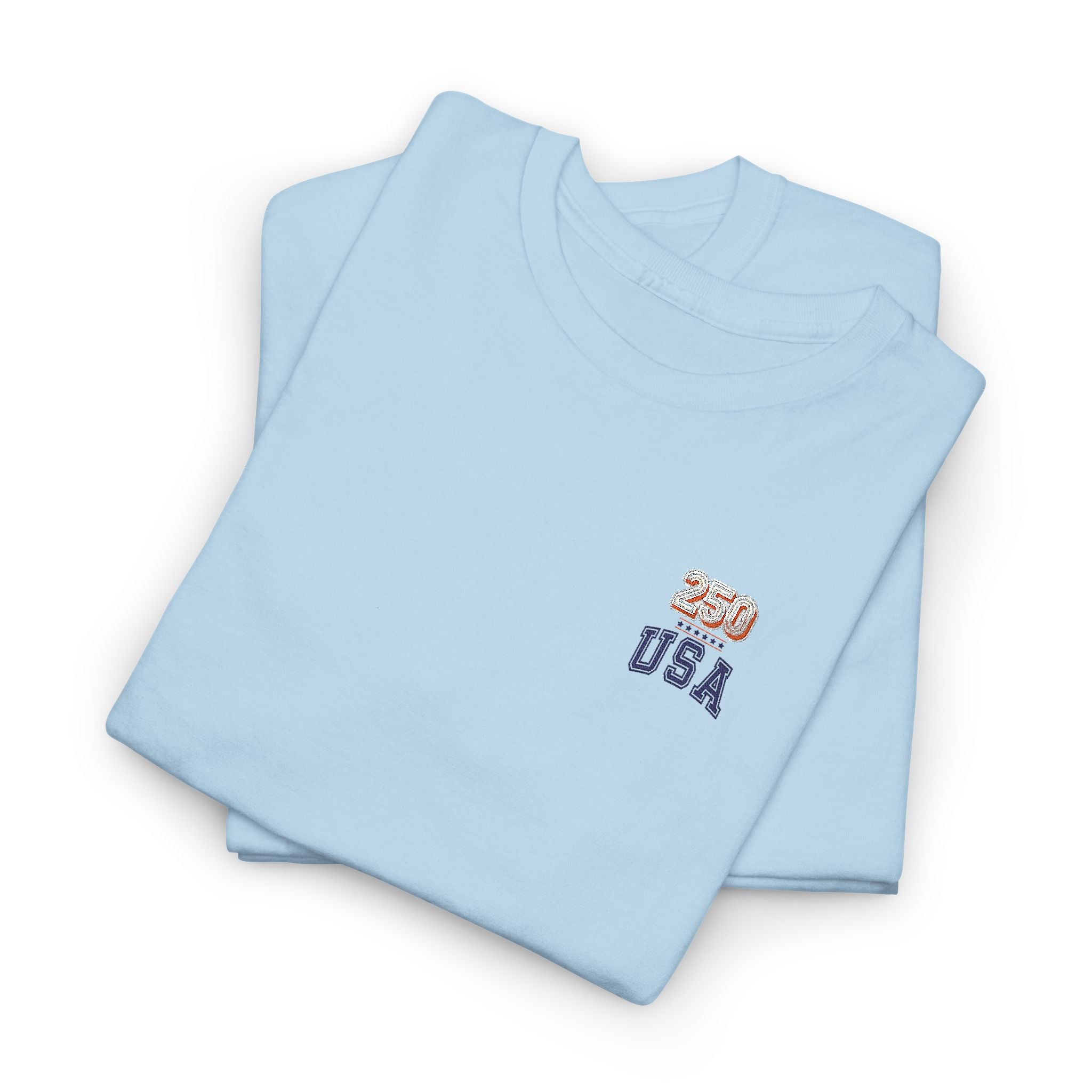 Patriotic 'USA 250' Tee Embroidery - Small Chest Graphic